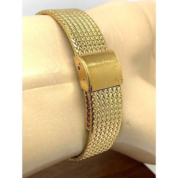 Gruen Unisex Watch 2 Star Quartz Gold Dial Rectangular Mesh Stainless St… - Picture 9 of 12